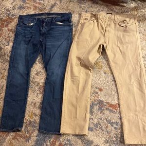 Lot of 2 pr Polo Sullivan Slim 36 30 jeans, blue and tan